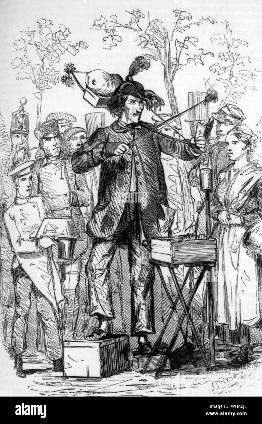 À partir de l'illustration du 25 mars 1854. Street Player Banque D'Images