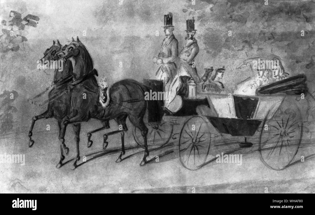 Deux dames dans un chariot. par Constantin Guys Banque D'Images