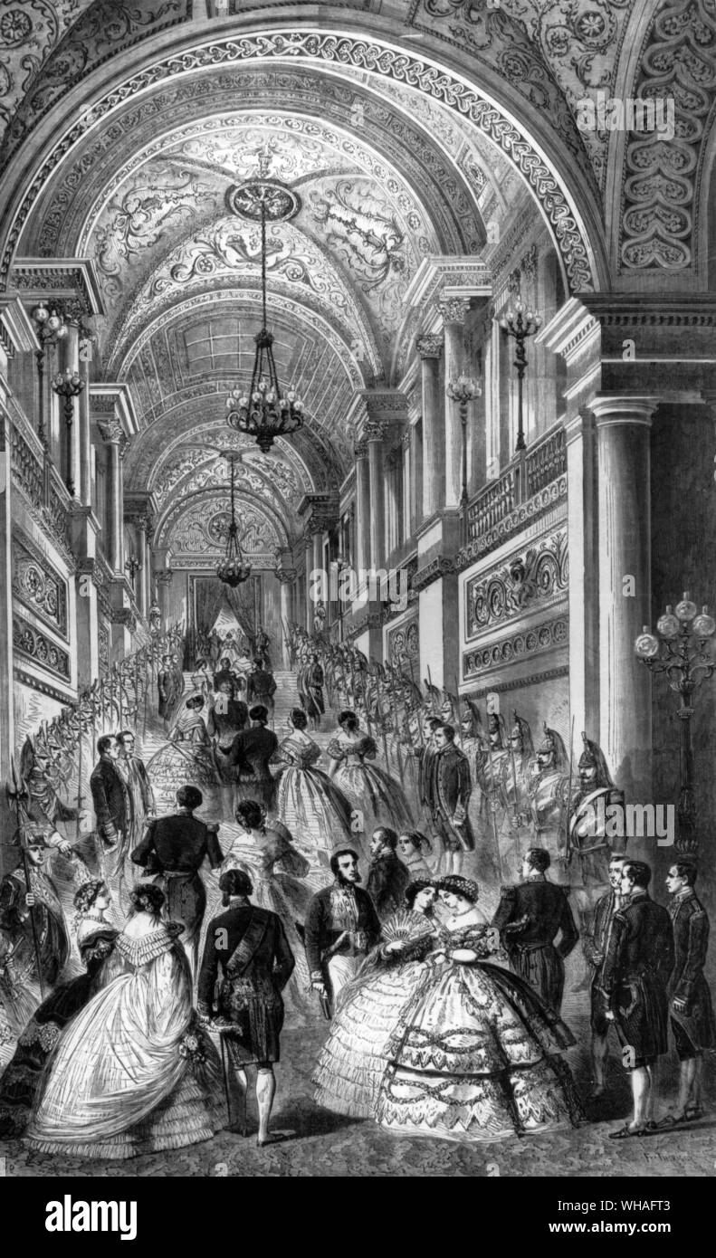 Escalier dans le jardin des Tuileries au cours de Second Empire . Banque D'Images