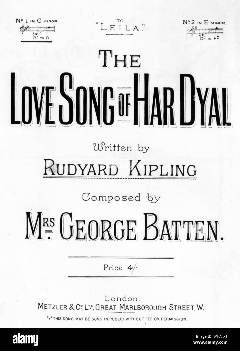 Entre 1892 et 1937 environ 200 de Kipling, poèmes ont été mis en musique. C'est l'un des premiers et la première des six versions de la 'Mandalay' le dernier en 1933 Banque D'Images