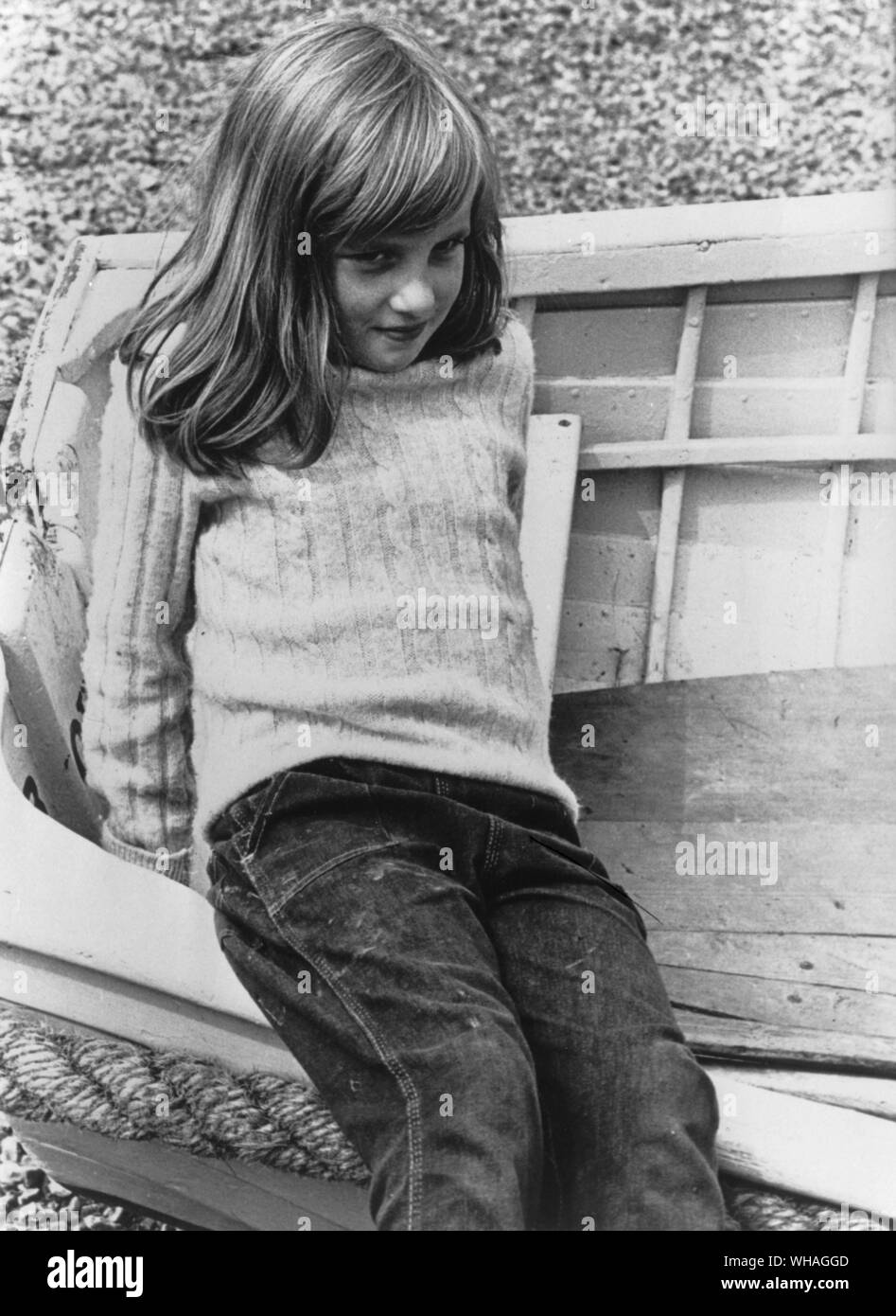 Lady Diana Spencer en 1970 pendant les vacances d'été à Itchenor Sussex Banque D'Images