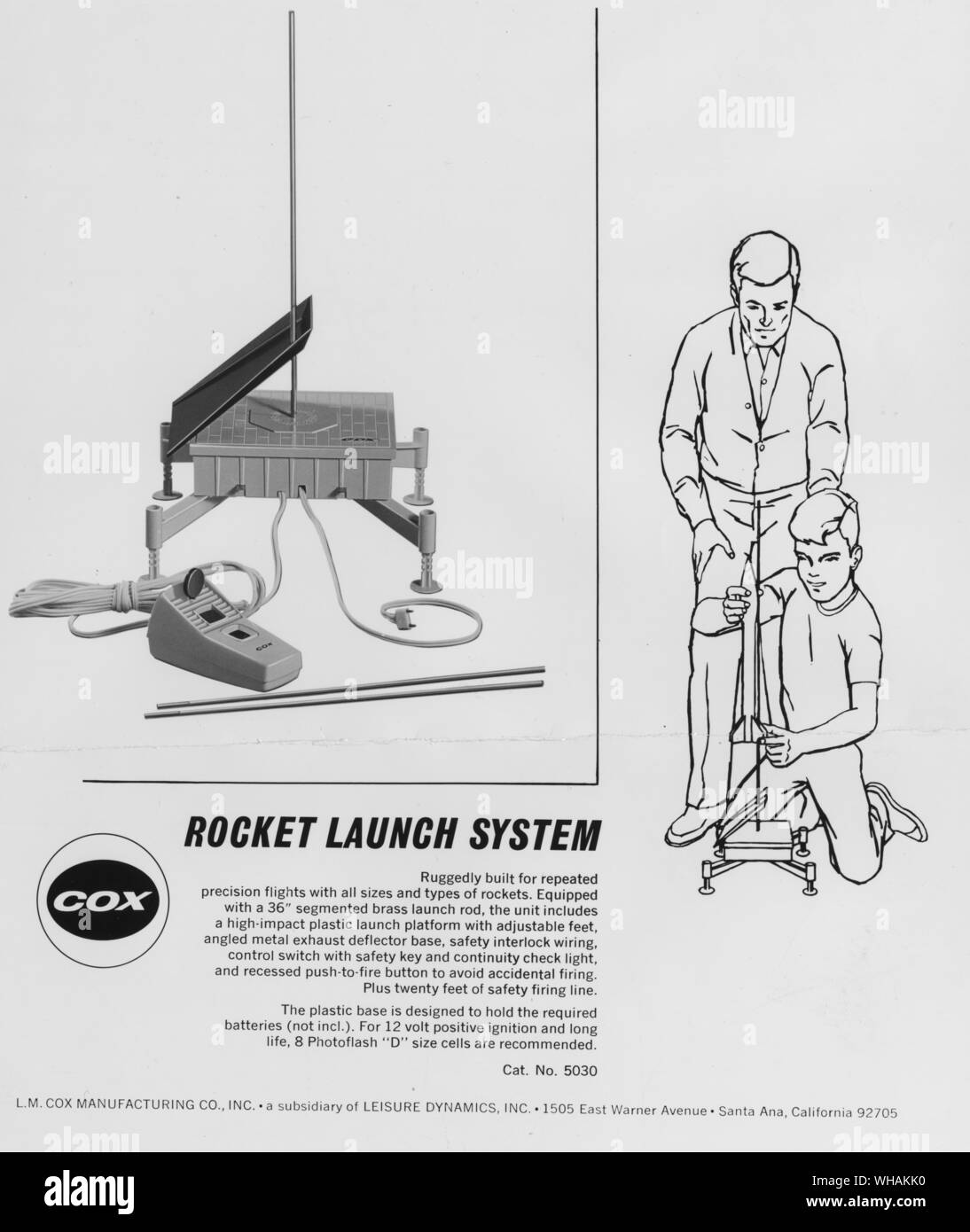 Un système de lancement de fusée modèle commercialisé par L M Cox Manufacturing Co de Californie Banque D'Images