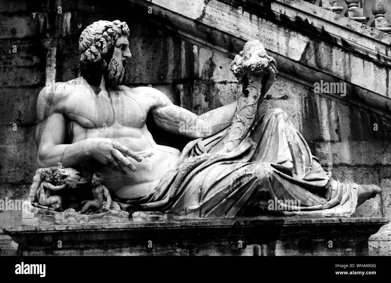 Le dieu de la rivière Tibre Banque D'Images