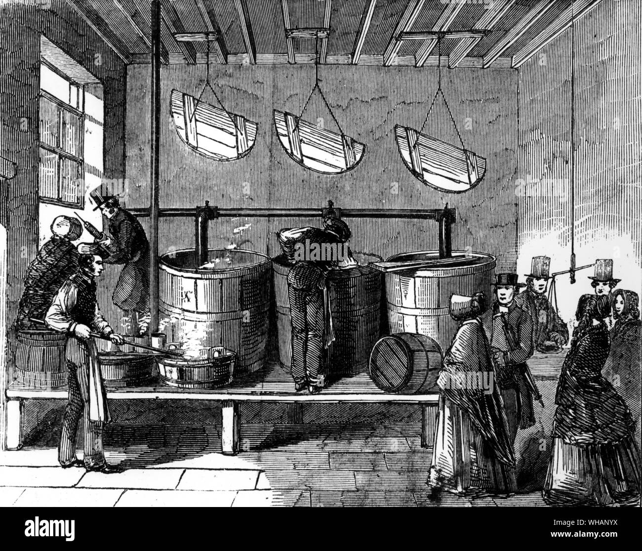 La Société d'un ami de Liège Maison soupe. L'illustration montre un bienveillant tentent d'atténuer les souffrances de la ville de Liège, à savoir, la Société des Amis de la Soupe' Chambre. Il y a de nombreux établissements similaires de coopération par le comté ; mais, nous préférons le parce que l'idée est venue avec la Société des amis.. Banque D'Images