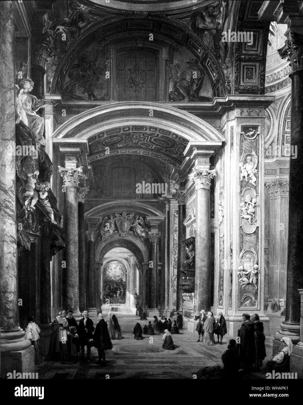 Bas-côté sud de St Peter's. Rome par Louis Haghe Banque D'Images