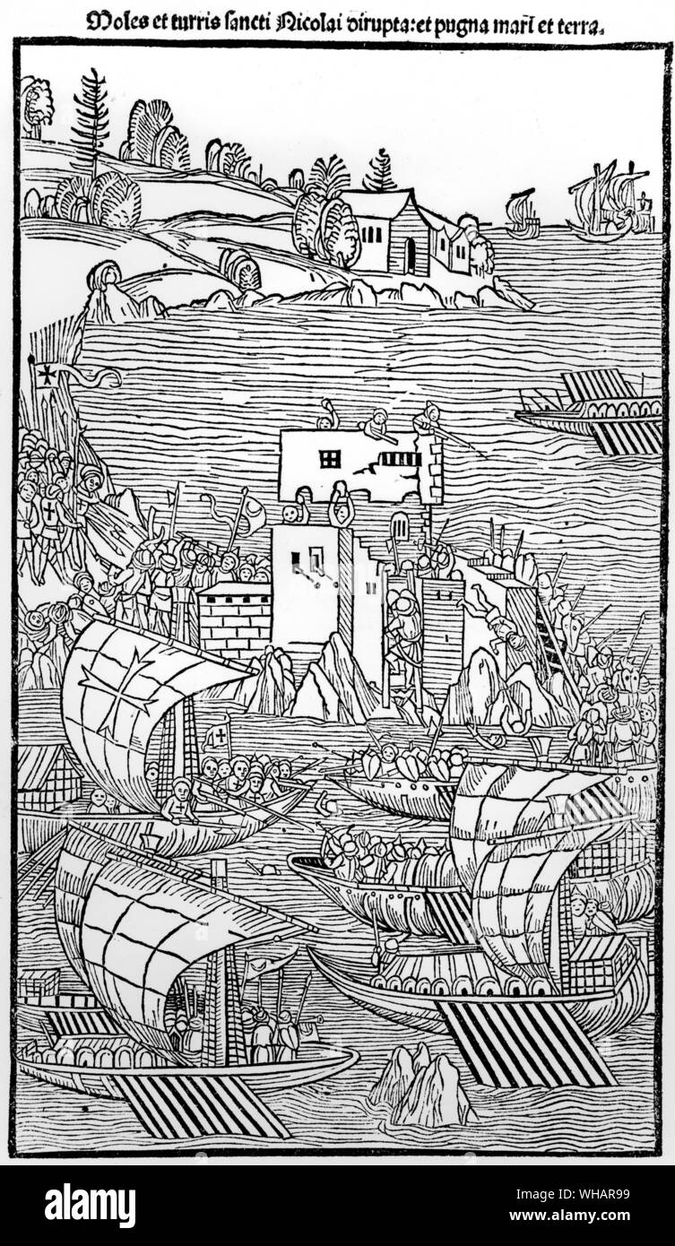 Siège de Rhodes. Assaut sur St Nicolas 1496 Banque D'Images