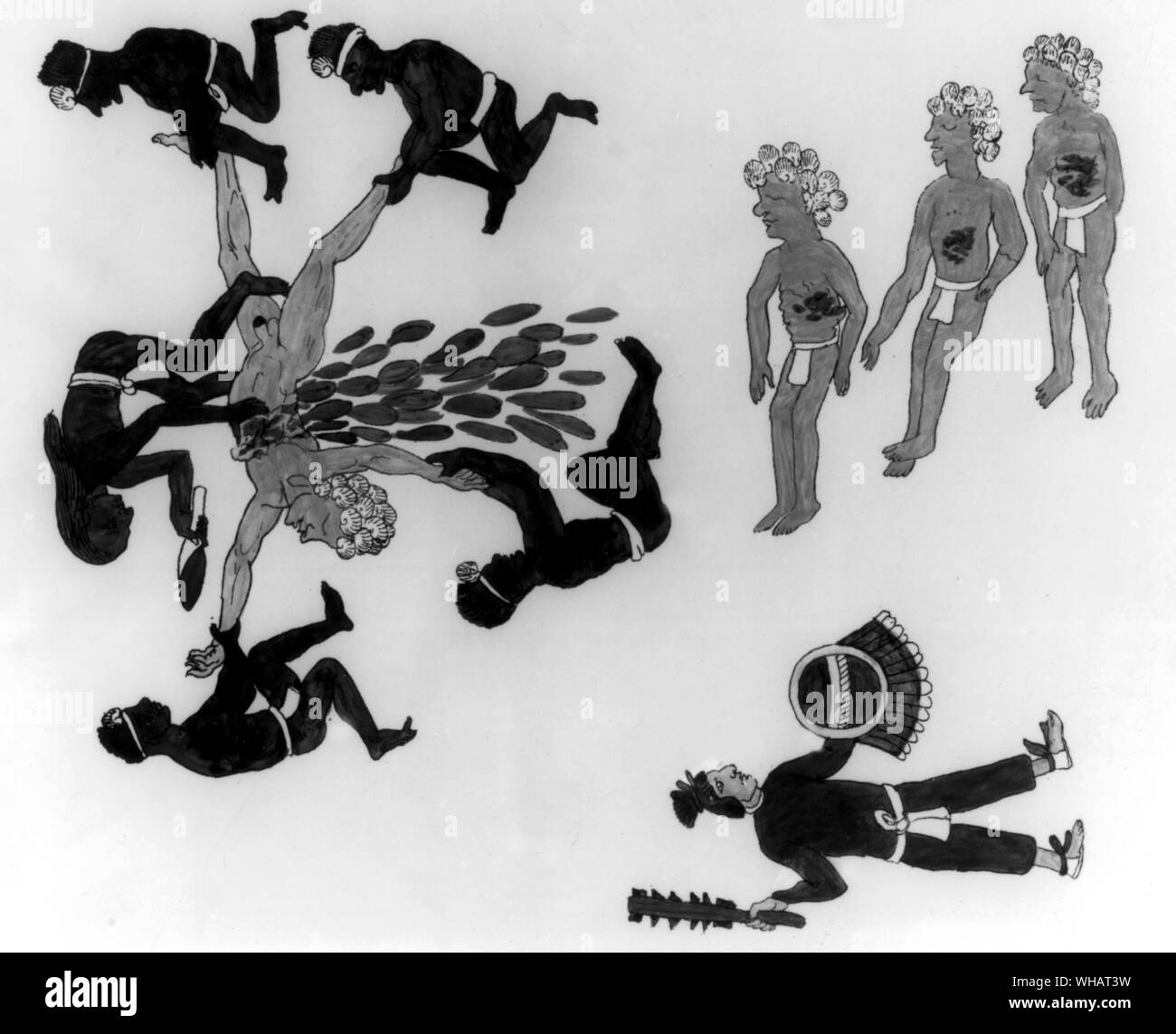 Sacrifice Humain aztèque avec une victime dans les vêtements du dieu Banque D'Images