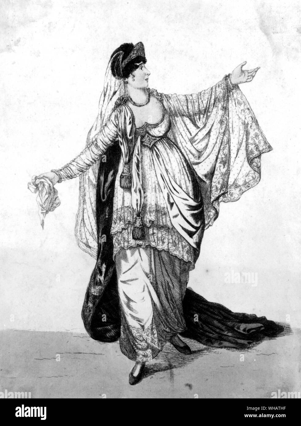 Mme Catalani dans Semiramide opera par Portogallo 1806. Par R Dighton. Banque D'Images
