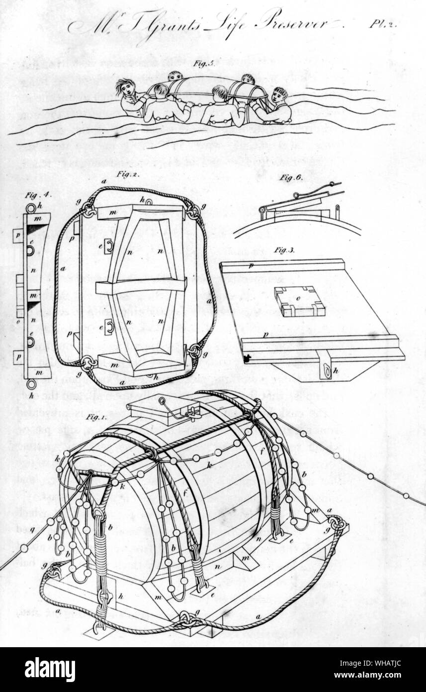 Appareils de sauvetage. M. Grant's life preserver en cas de naufrage. 1819 Banque D'Images