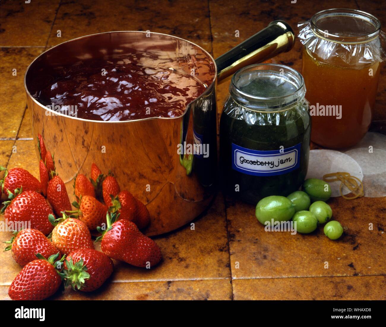 De groseille et de fraise Confiture d'abricot Banque D'Images