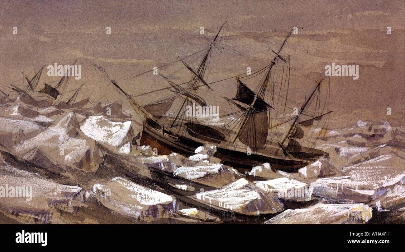 Un coup de vent dans le pack, 20 juillet 1842, par John E Davis. Banque D'Images