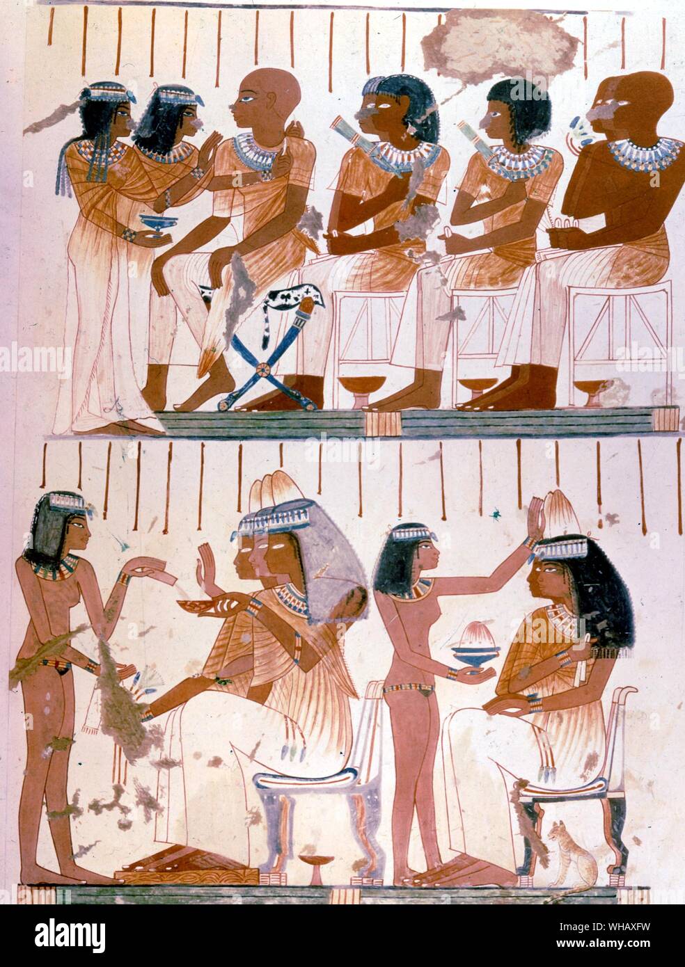 Xviiie Dynastie Thèbes tombe de Nebamun. 18ème dynastie. Nebamun servis pendant le règne d'Amenhotep II. Il est sculpteur et supervisé la construction de nombreux projets de bâtiment royal. Il a été enterré dans un tombeau avec Ipuki, son frère, qui a été trouvé à Thèbes, près de Deir el-Bahri. Les meubles dans le monde antique page 193.. Banque D'Images