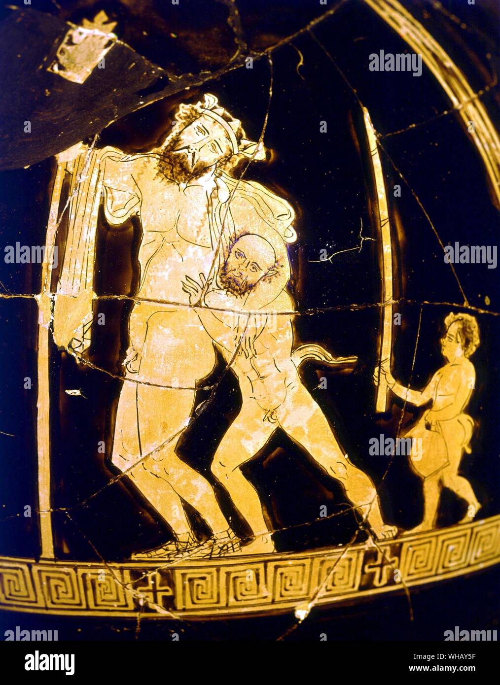 Vase dionysiaque fin 5ème siècle BC. Simplement Dionysos ivre. Les hommes d'Athènes par Rex Warner, page 185. Banque D'Images