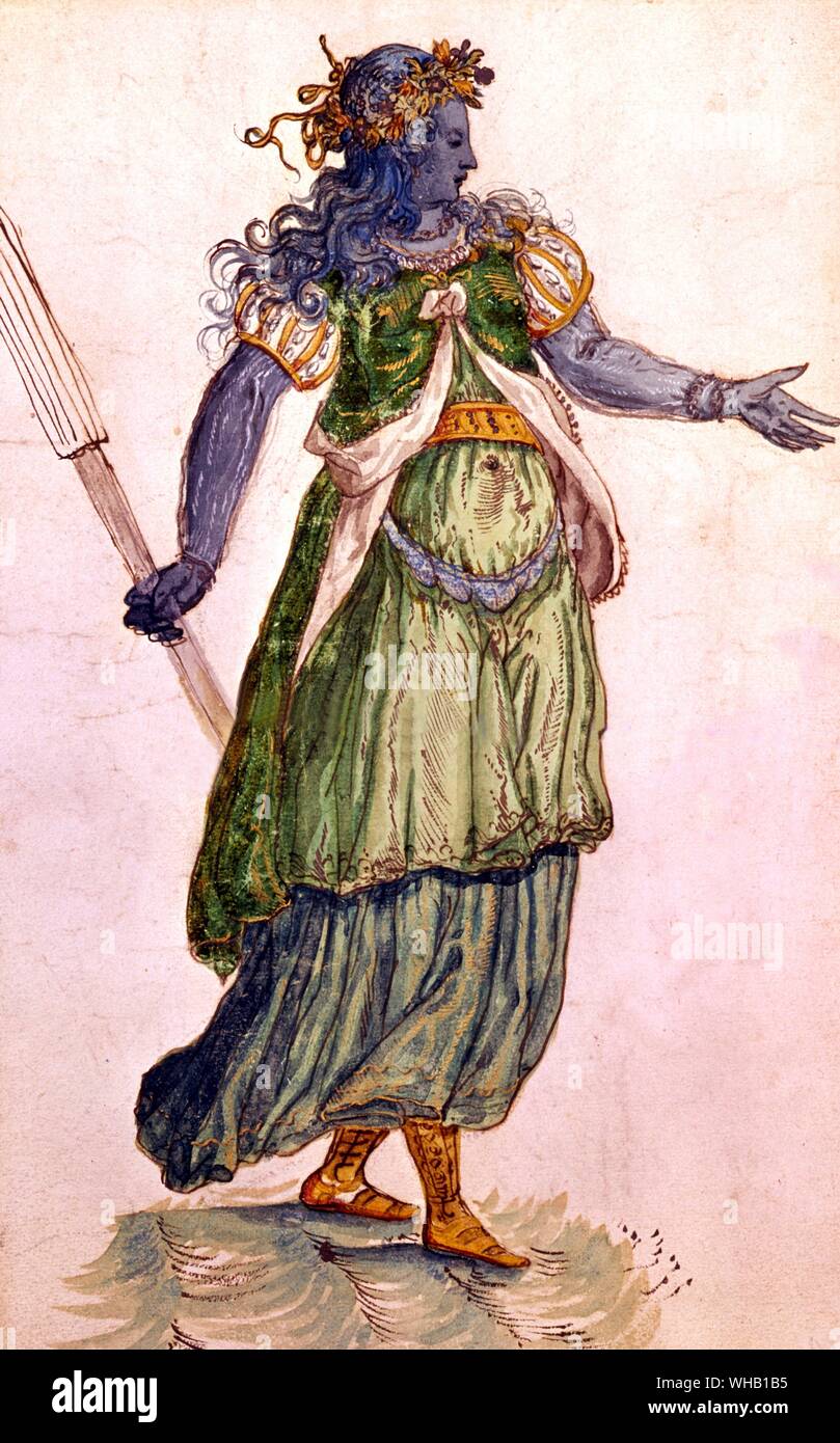 Porteur de Flambeau comme un moyen de le Masque de noirceur par Ben Jonson, 1605. Conception des Costumes par Inigo Jones. Reproduction avec l'autorisation de l'administration de l'établissement Chatsworth. Photographie par courtoisie de le Victoria & Albert Museum, Londres.. Banque D'Images