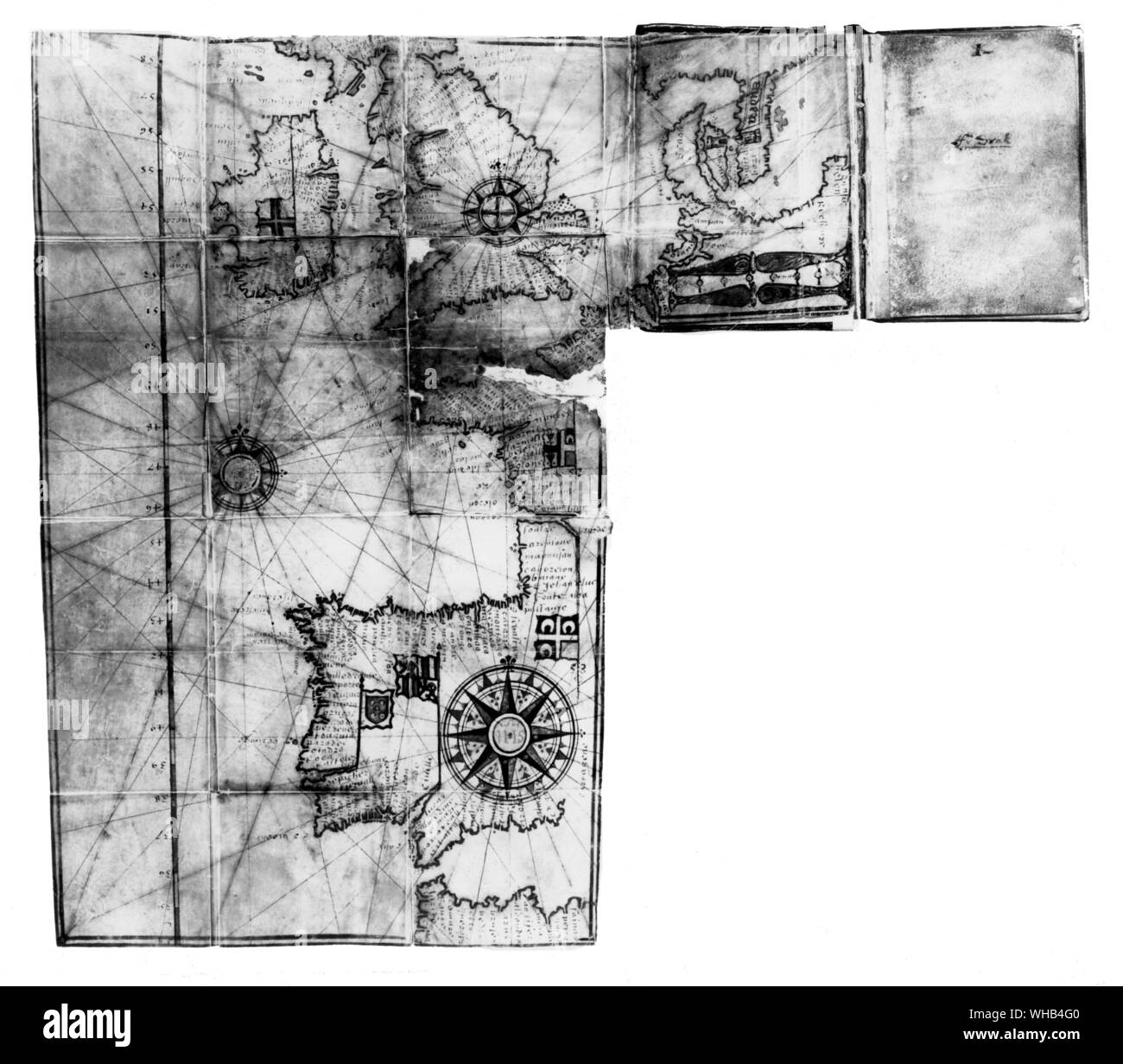 Carte de la côte atlantique de l'Europe de la Drake's livre de poche. Banque D'Images