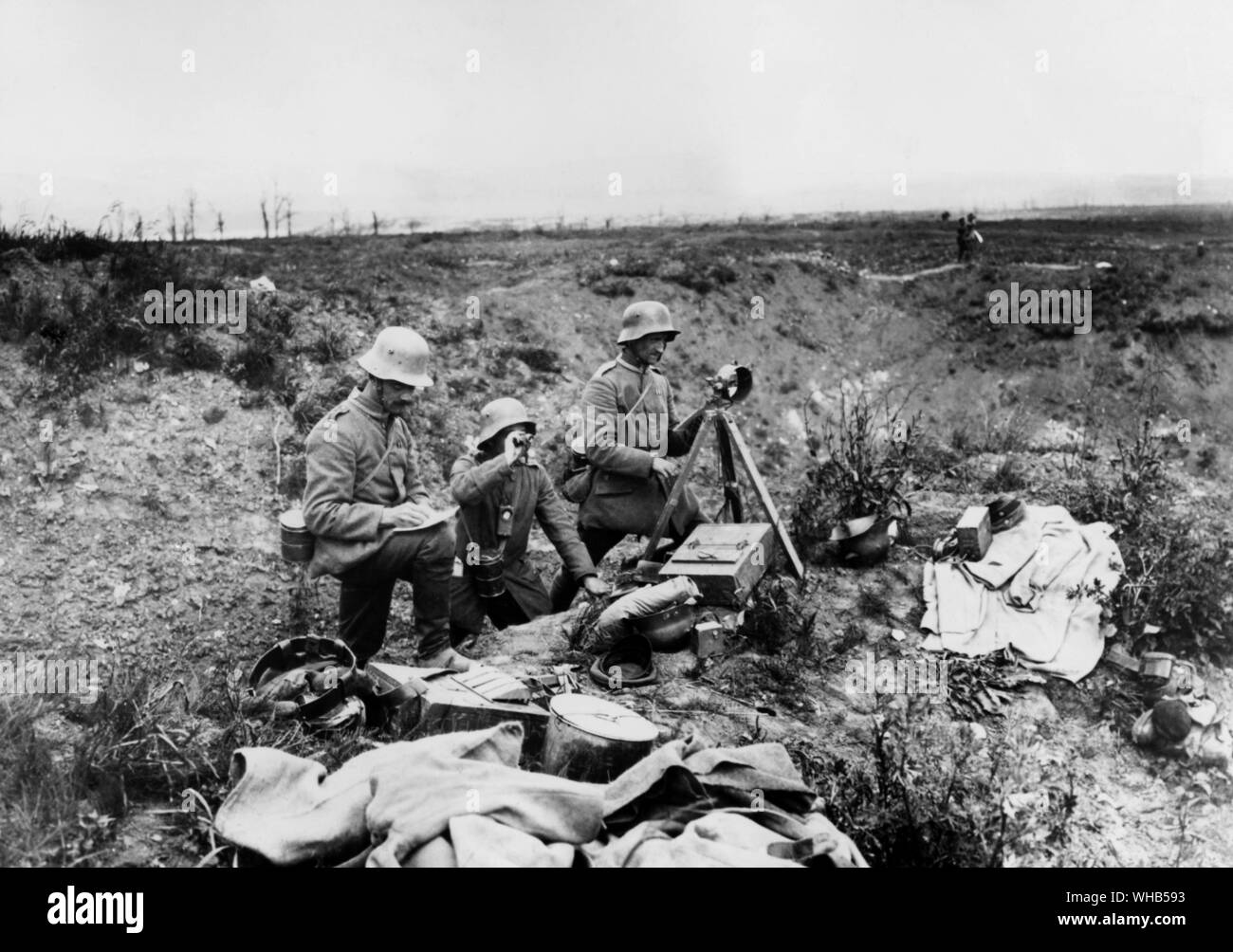 2ème Batlle de l'Aisne. Les troupes allemandes la probantes aux fins de bataille. Banque D'Images