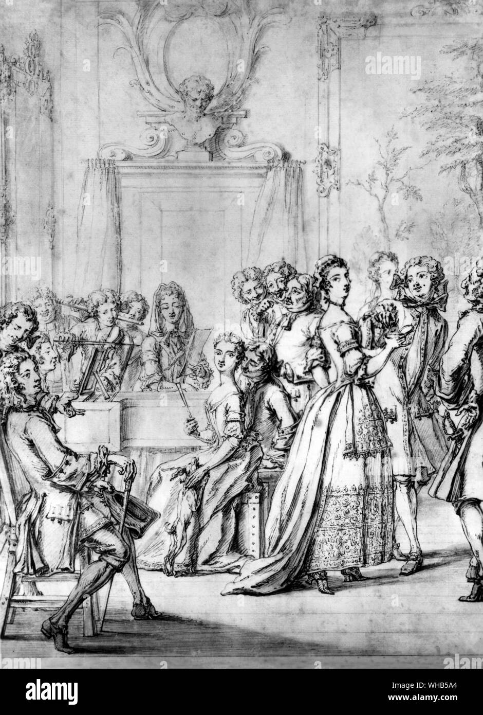 Music Party IV - dessin de Marcellus Laroon c 1735 Banque D'Images