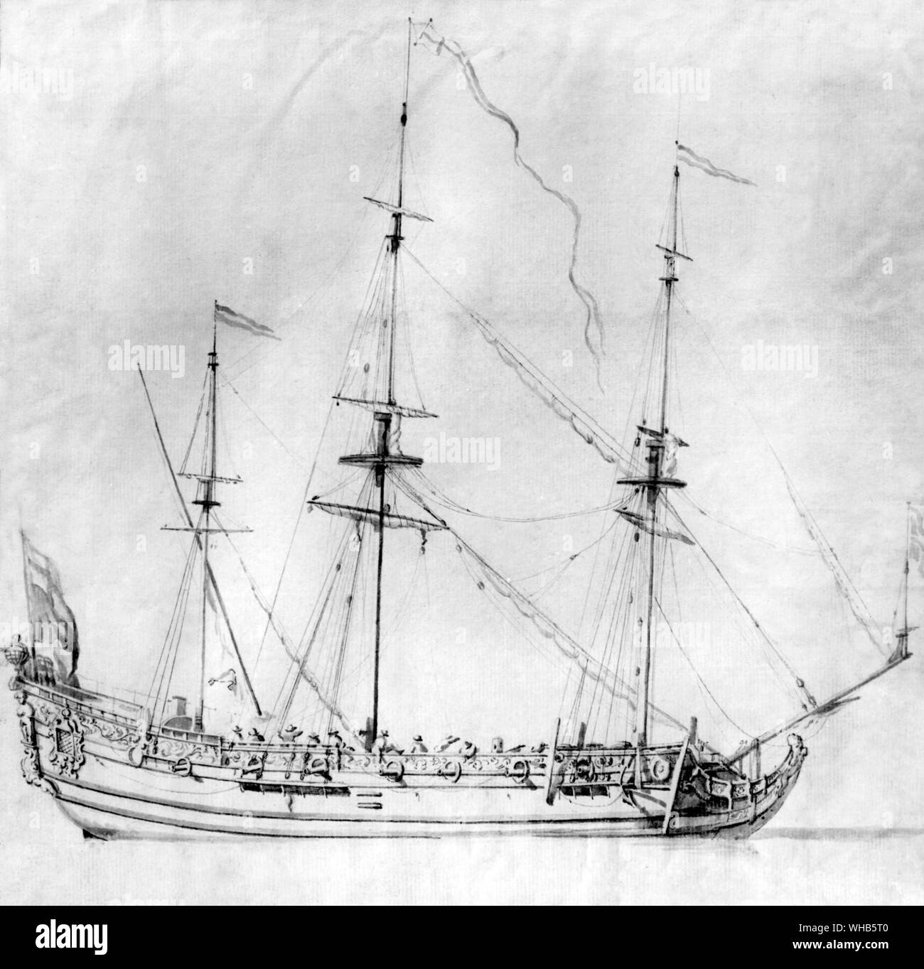 Grande Galea - Dessin de Luca Carlevaris Vénitien Banque D'Images