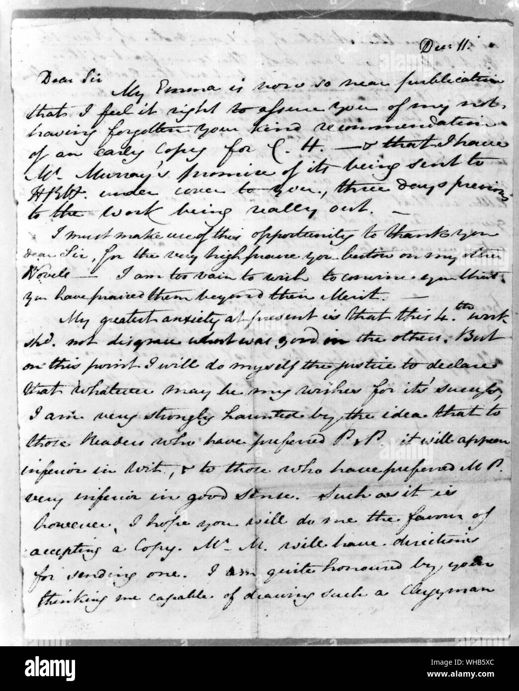 Lettre à Clarke (le bibliothécaire de Carlton House) de Jane Austen (). . Banque D'Images