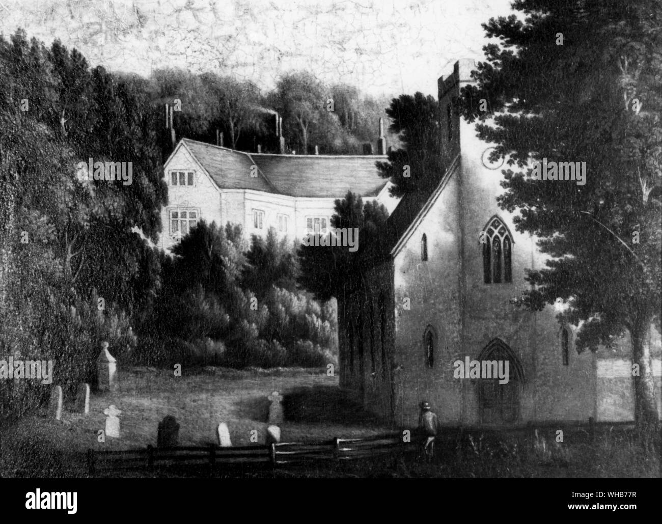 Chawton House et Église - le village de Chawton est aujourd'hui toujours liée au début des 19thC romancière Jane Austen. Son frère Edward a hérité de la succession Chawton, prenant le nom de chevalier, et en juillet 1809, Jane avec sa mère et sa sœur ont été offerts une maison dans ce qui est maintenant un musée dédié à elle. Ici elle révisé, ou a écrit tous ses romans et pendant ce temps adoré régulièrement à Saint-Nicolas et souvent écrit de l'église bien qu'en raison de l'incendie de 1871, la seule partie elle reconnaîtrait aujourd'hui serait le chœur. Jane déposée à Winchester pour les trois derniers mois de sa vie Banque D'Images