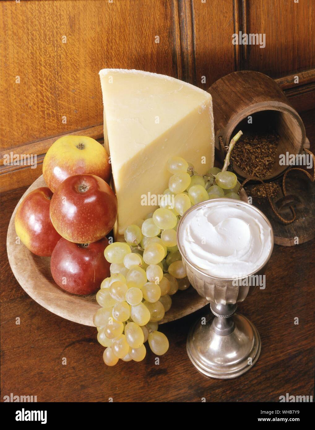Pommes au fromage raisins. Banque D'Images