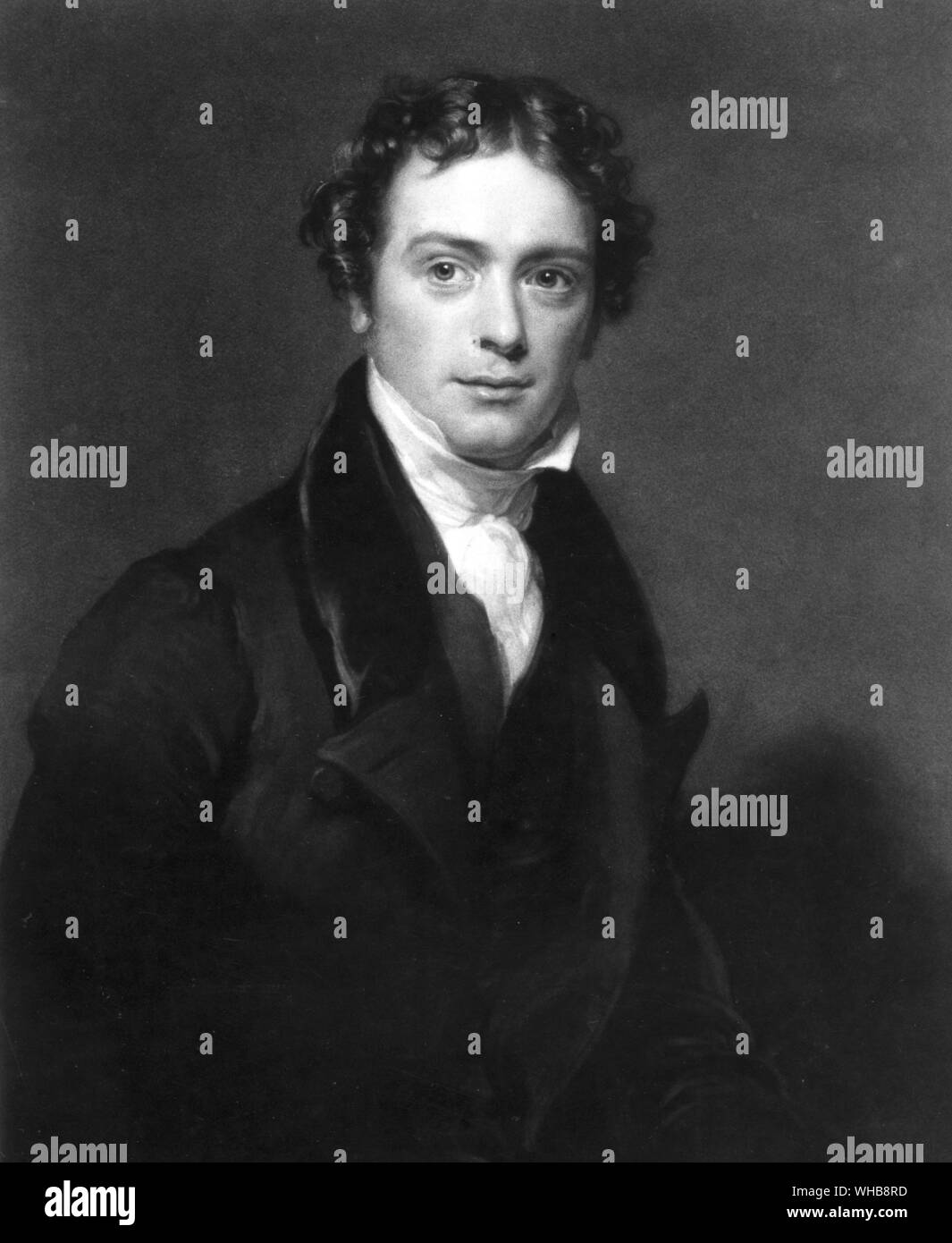 Michael Faraday, 1830, par Samuel Cousins après H. W. Pickersgill - Lithographie au British Museum, Londres (salle d'impression) (J. R. Freeman). - Michael Faraday, FRS (22 septembre 1791 - 25 août 1867) était un chimiste et physicien anglais (ou naturellement philosophe, dans la terminologie de l'époque) qui ont contribué aux domaines de l'électromagnétisme et l'électrochimie.. Banque D'Images