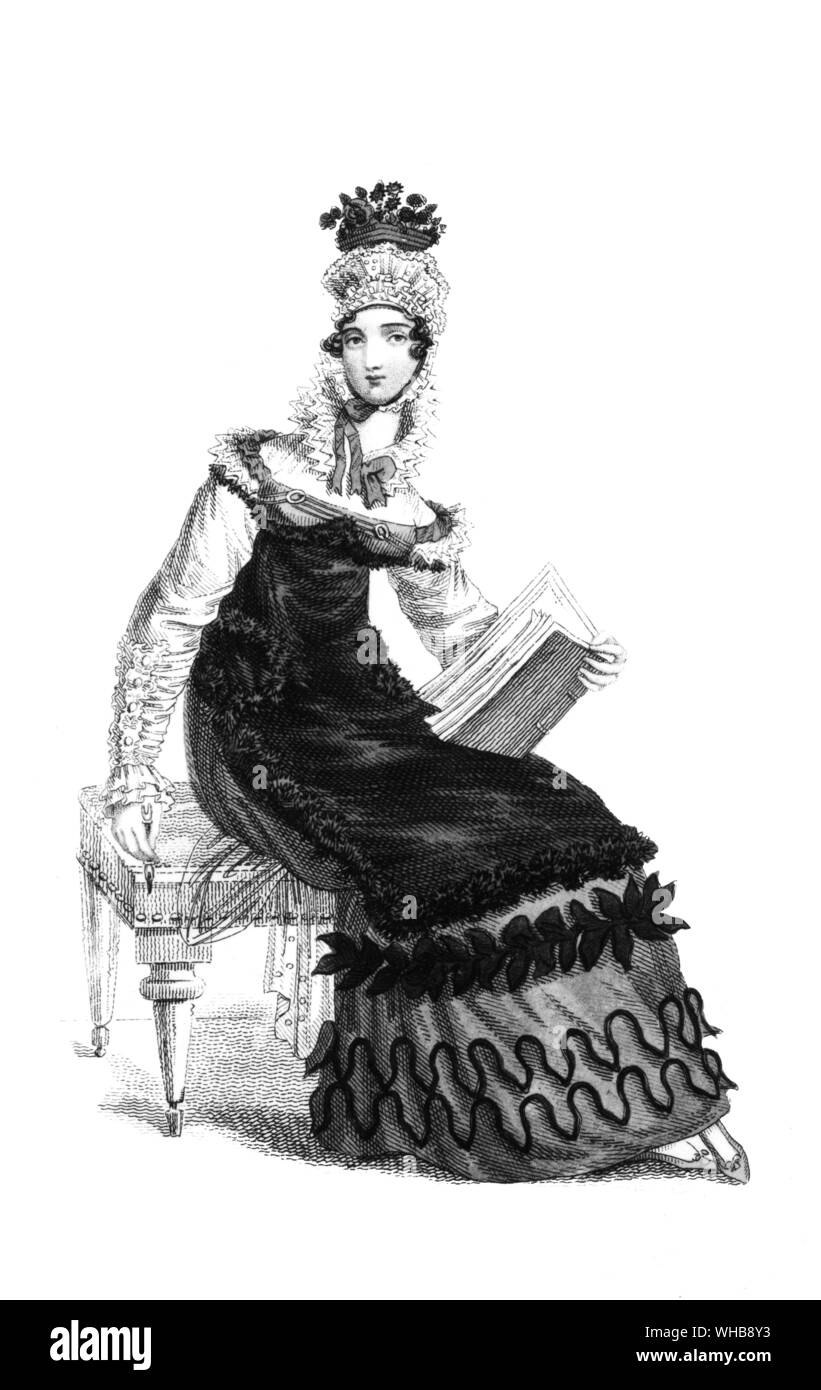 Deuil Dishabille fantaisie inventée par Mme Bell gravé pour La Belle Assemblée publié le 1er janvier 1818 - La Belle Assemblée Nouvelle série tome XVI 1817. Le Victoria and Albert Museum, Londres (Stabley Est).. Banque D'Images
