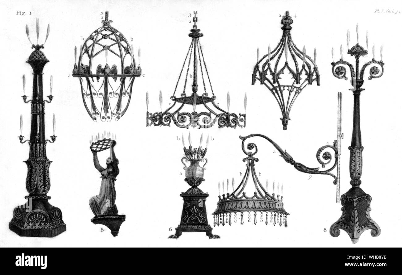 Détails de l'une des tôles du F. C.'Accum A Practical Treatise on Gas Light 1815 publié à R. Ackerman - aquatinte dans le Science Museum, Londres (Bibliothèque). Banque D'Images