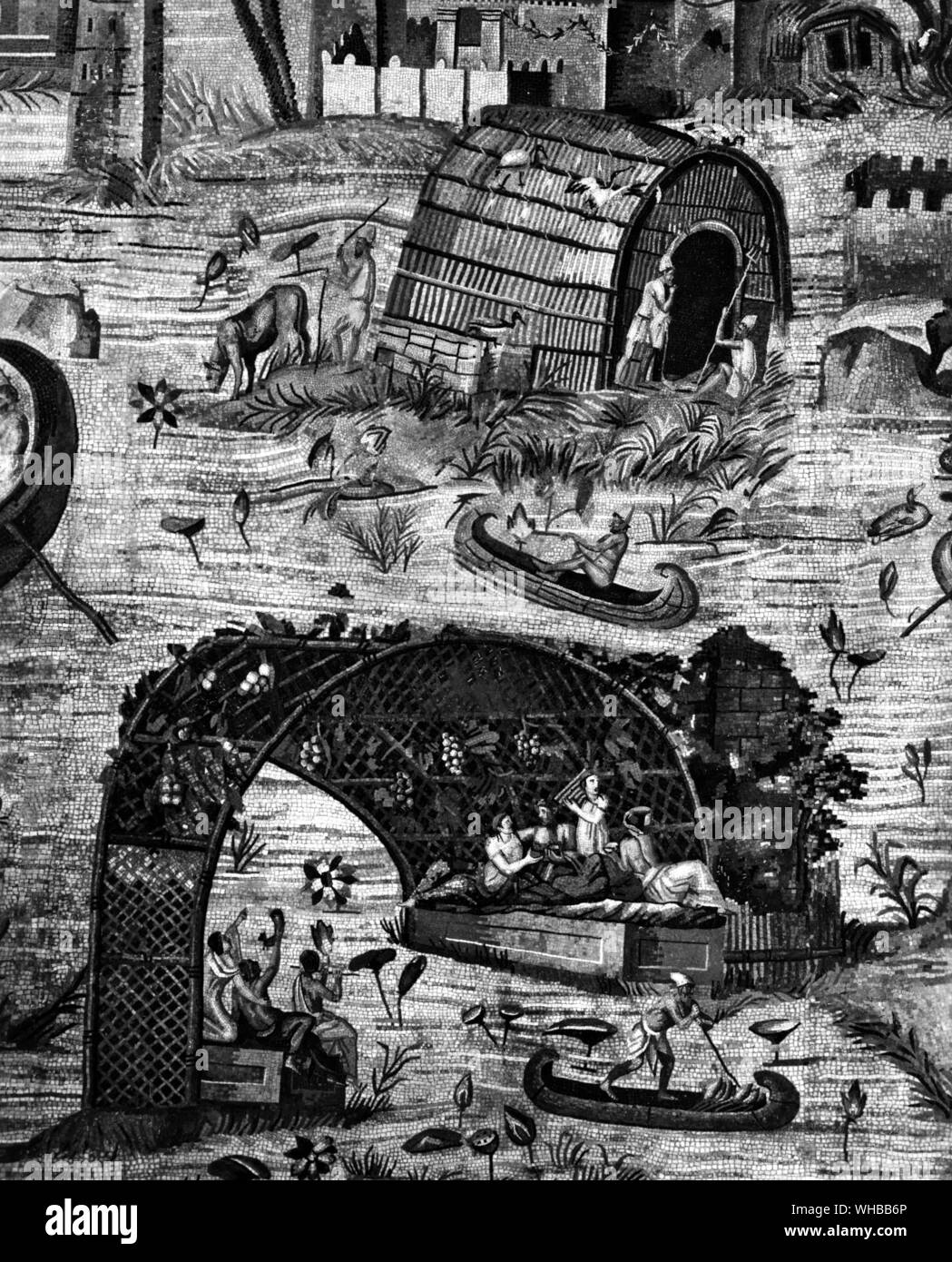 Mosaïque d'un paysage idéalisé de la région du Haut-Nil , trouvée à Préneste , Italie : 1er siècle de notre ère. Banque D'Images