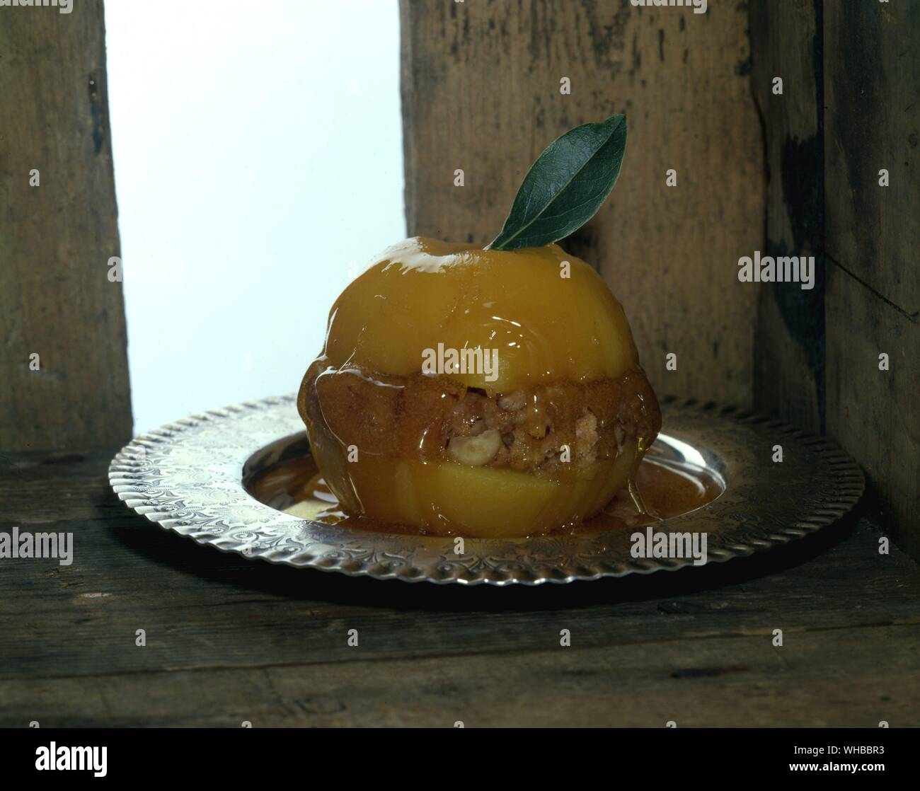 - Pêche au four farcies et glacé. Banque D'Images