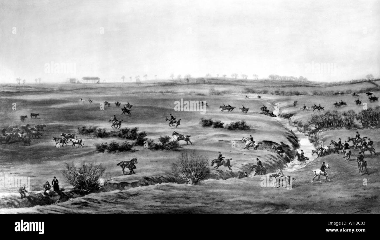 La scène de chasse du quartier Rivière Fairyhouse par G D Giles 1907 Banque D'Images