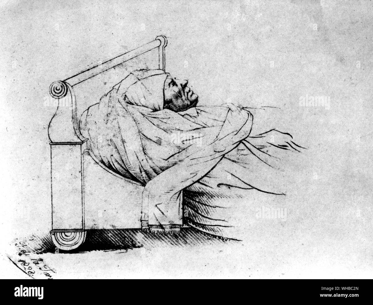 Sur son lit de mort par Goya Francisco de la Torre 1828. Banque D'Images