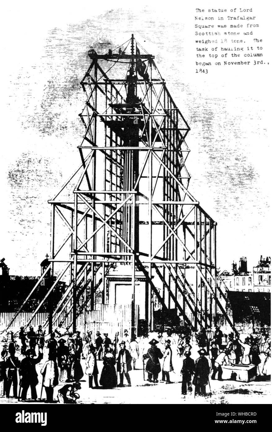 Réglage de la Colonne Nelson à Trafalgar Square, 1843 Banque D'Images