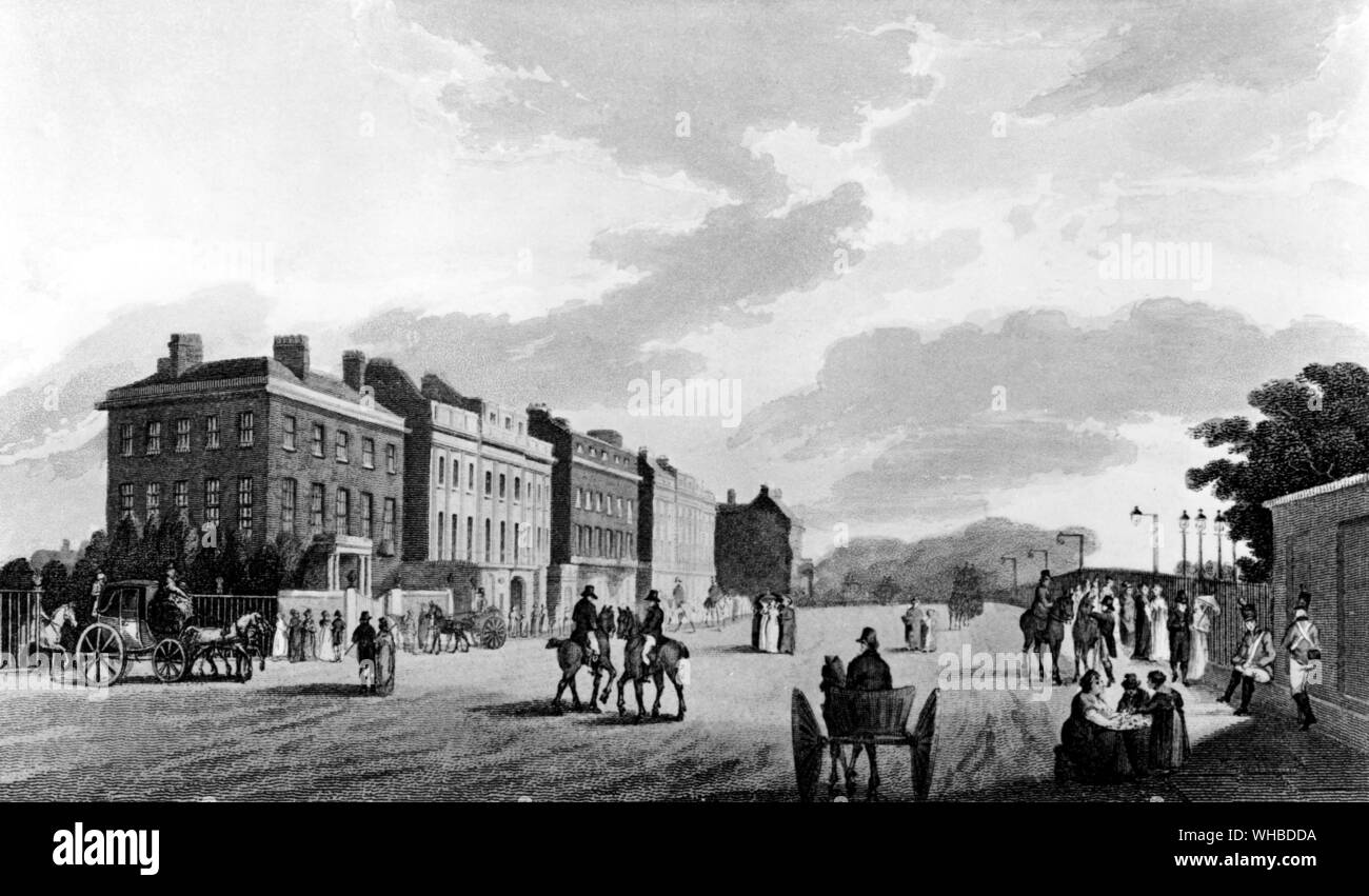 Vue de Piccadilly de Hyde Park corner turnpike. Banque D'Images