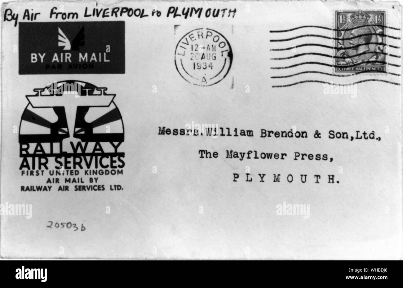 Bruce Castle Museum - Royaume-Uni Air Mail 1911 et 1934 - L'une des trois enveloppes . Banque D'Images