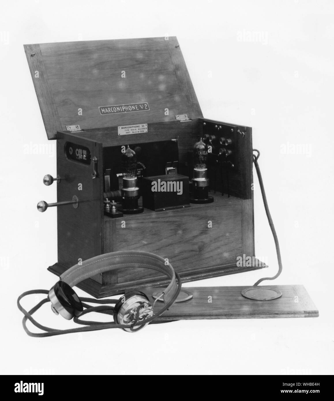 L'Marconiphone V2 (2 soupapes), 1922-3 - accueil radio set.. Banque D'Images L'Marconiphone V2 (2 soupapes), 1922-3 - accueil radio set.. Banque D'Images