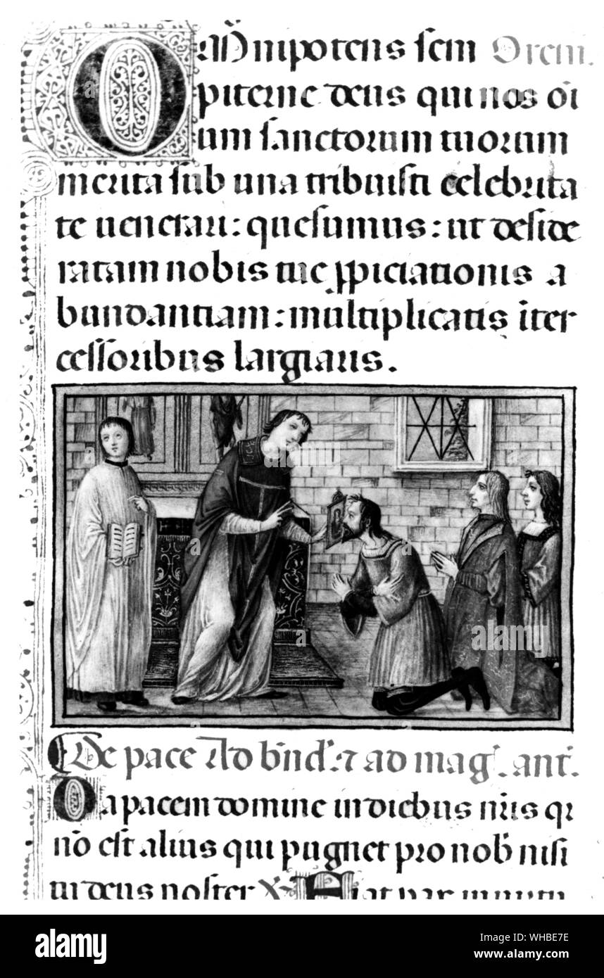 Duc Ercole et Alfonso d'Este , la maison régnante de Ferrare à genoux de Mme illumination dans Biblioteca Estense Banque D'Images