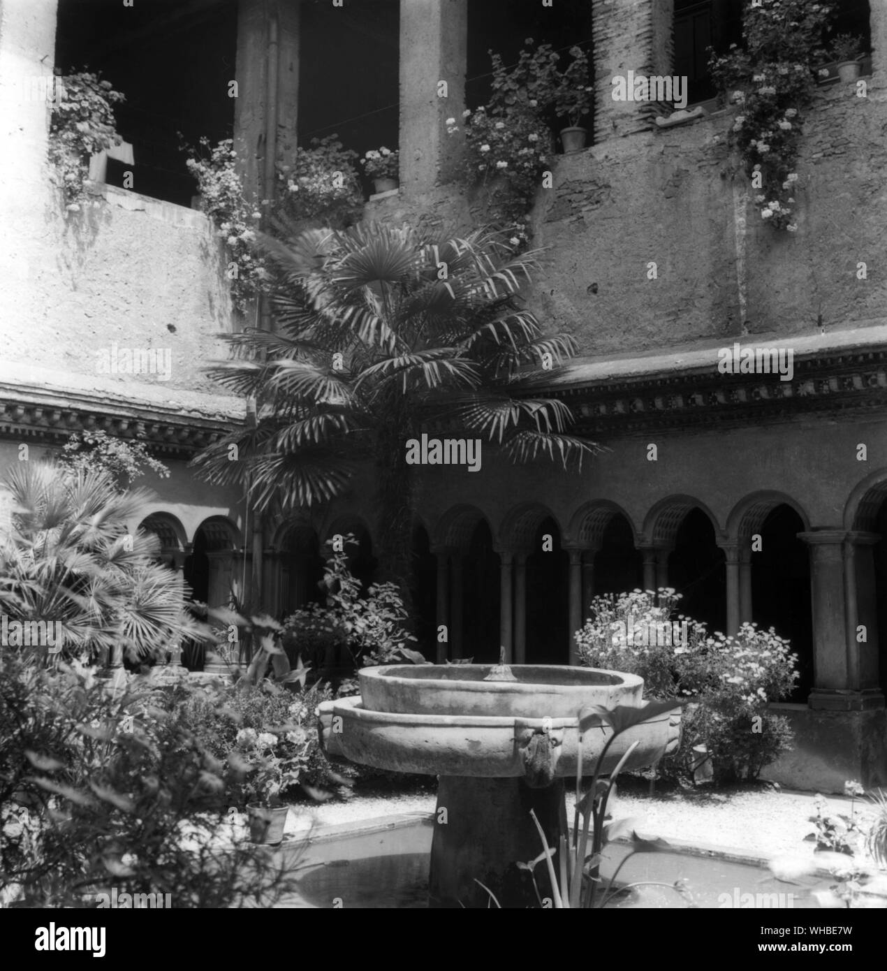 Fontaine dans le cloître de la cité médiévale de palais Basilique des Quatre-saints-Couronnés à Rome . Résidence du Cardinal Borgia se tenait dans un tronçon de unfrequented pays entre le Colisée et le Latran . C'était sa maison avant qu'il soit devenu Calixte III . Banque D'Images