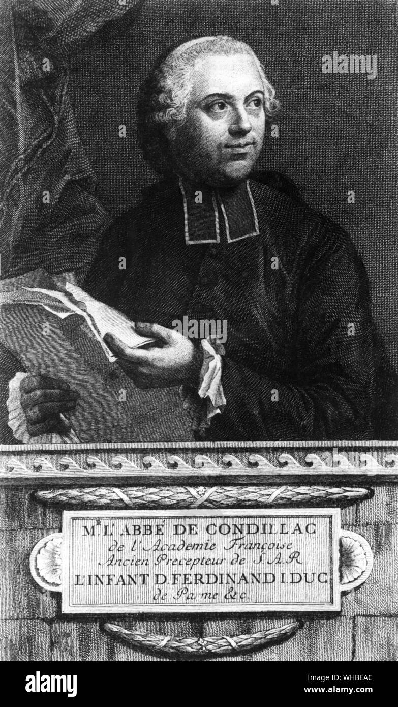 Etienne Bonnet de Condillac gravure (30 septembre 1715 - 3 août 1780) était un philosophe français. Banque D'Images