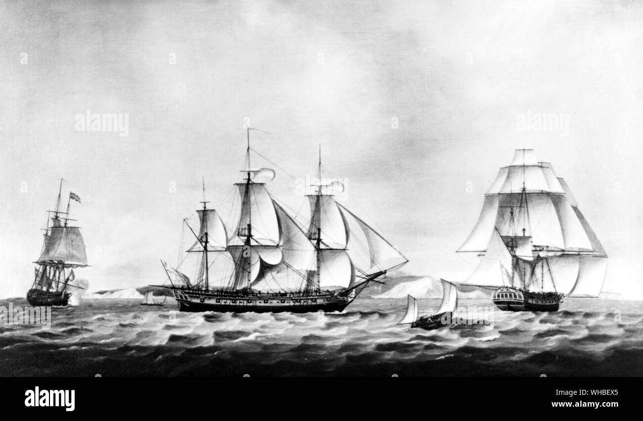Un navire de commerce au service de l'East India Company - avaler - 1782. Banque D'Images