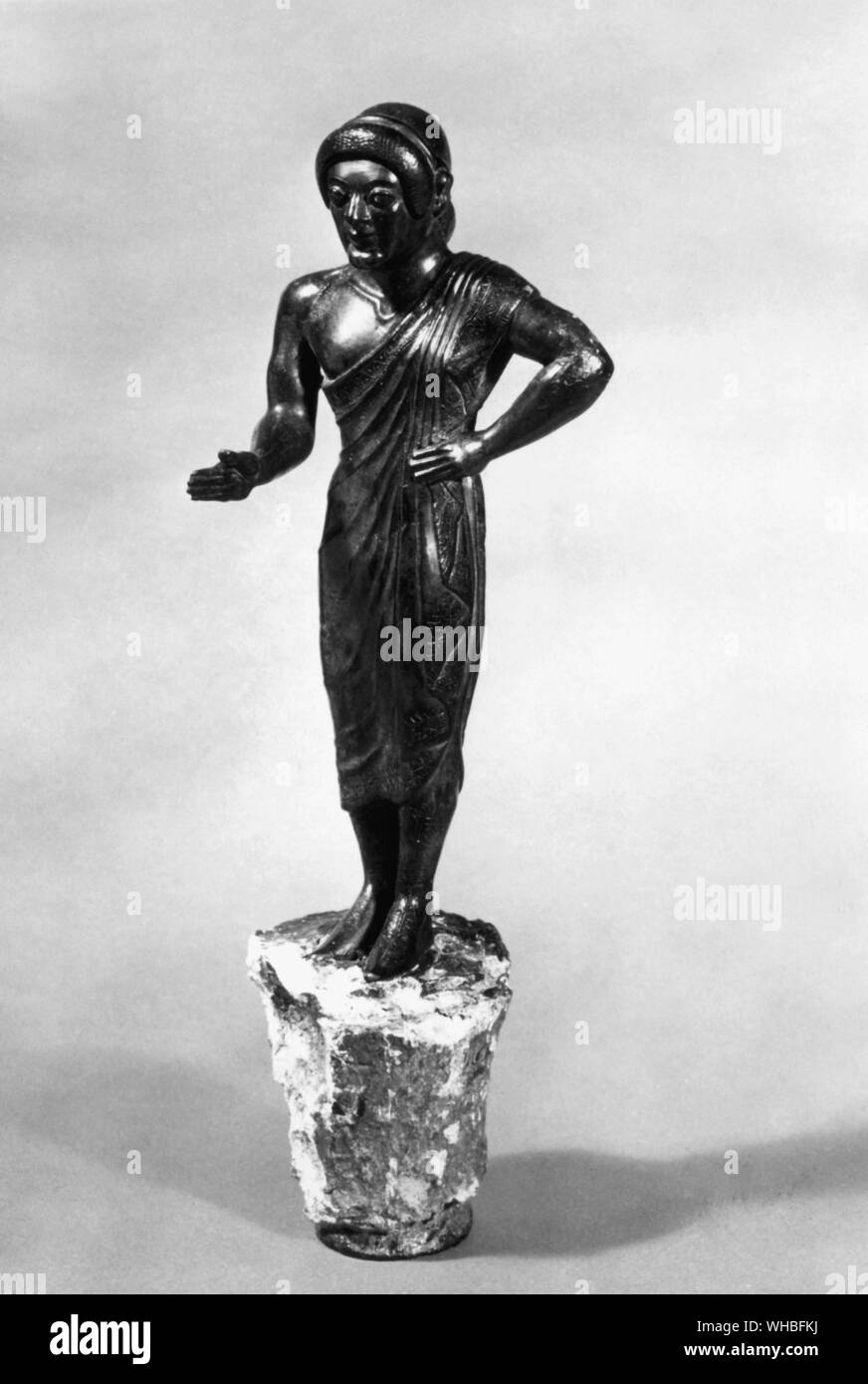 La figure de bronze de la jeunesse d'Pizzirimonte près de Prato, en Toscane, Italie 500 - 480 av. Banque D'Images