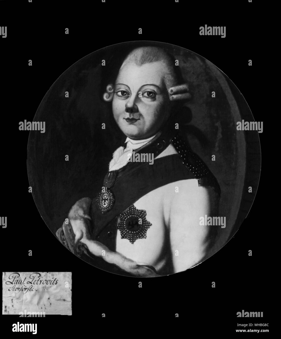 Paul I - Pavel (Paul) JE Petrovitch de Russie (1 octobre 1754 - Le 23 mars, 1801) était l'empereur de Russie entre 1796 et 1801. La majorité de ses sujets ne savait rien de sa folie et de sadisme. Il était leur 'petit coeur en or' et ils ont prié pour lui avec ferveur.. Banque D'Images