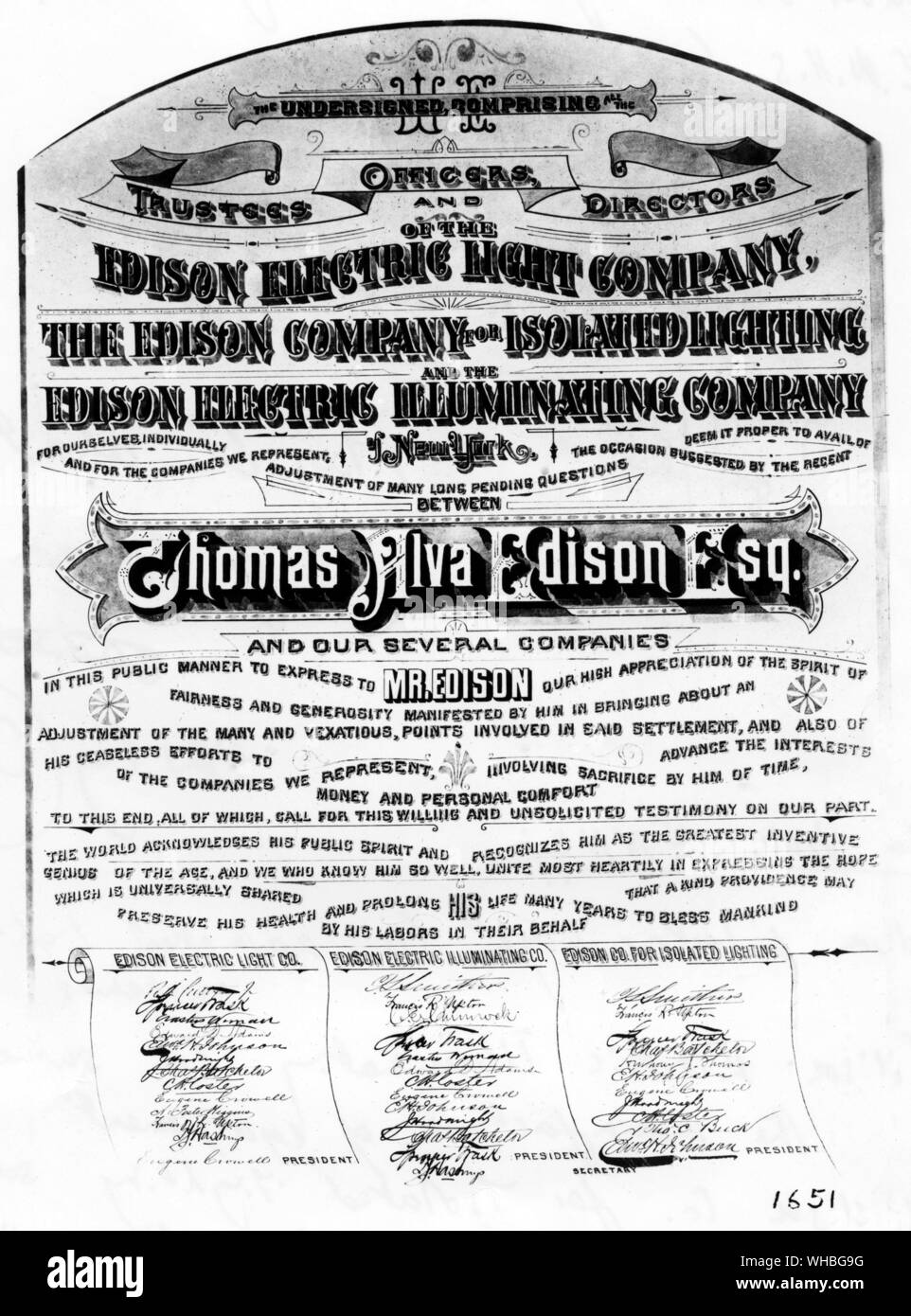 Edison Electric Light poster publicité Co Banque D'Images