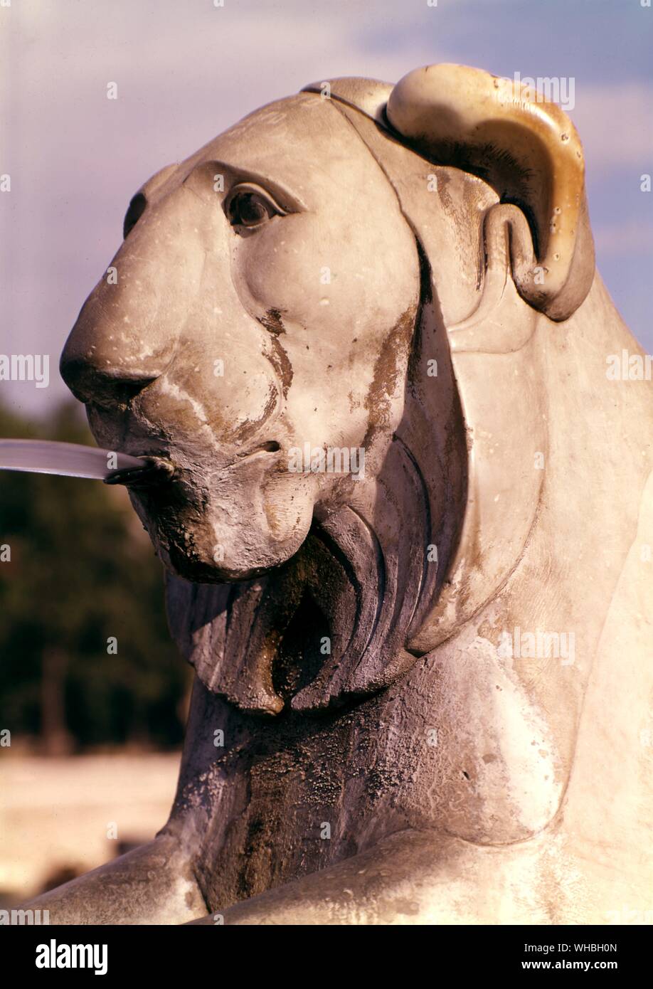 Détail de fontaine , Piazza del Popolo , Rome , Italie . Banque D'Images