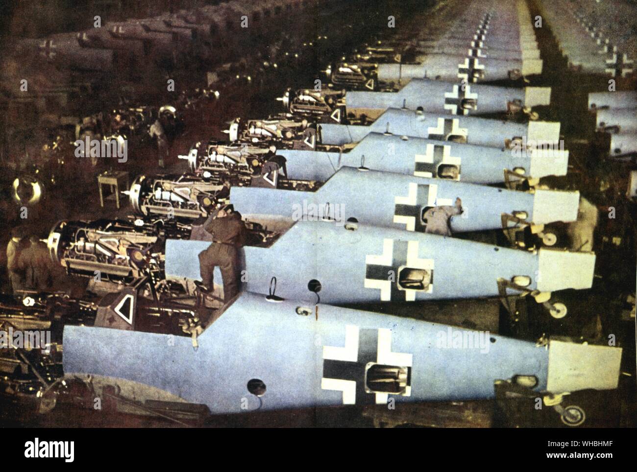 Messerschmitts en construction , la seconde guerre mondiale, des avions de chasse Banque D'Images