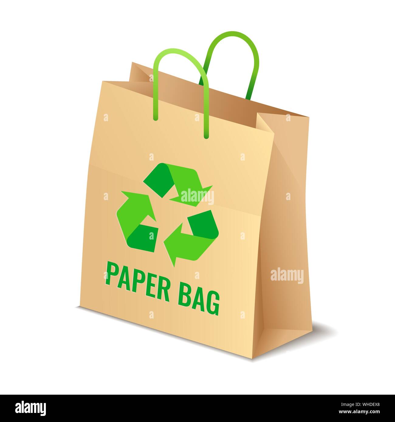 Brown paper eco sac avec isolé sign Illustration de Vecteur