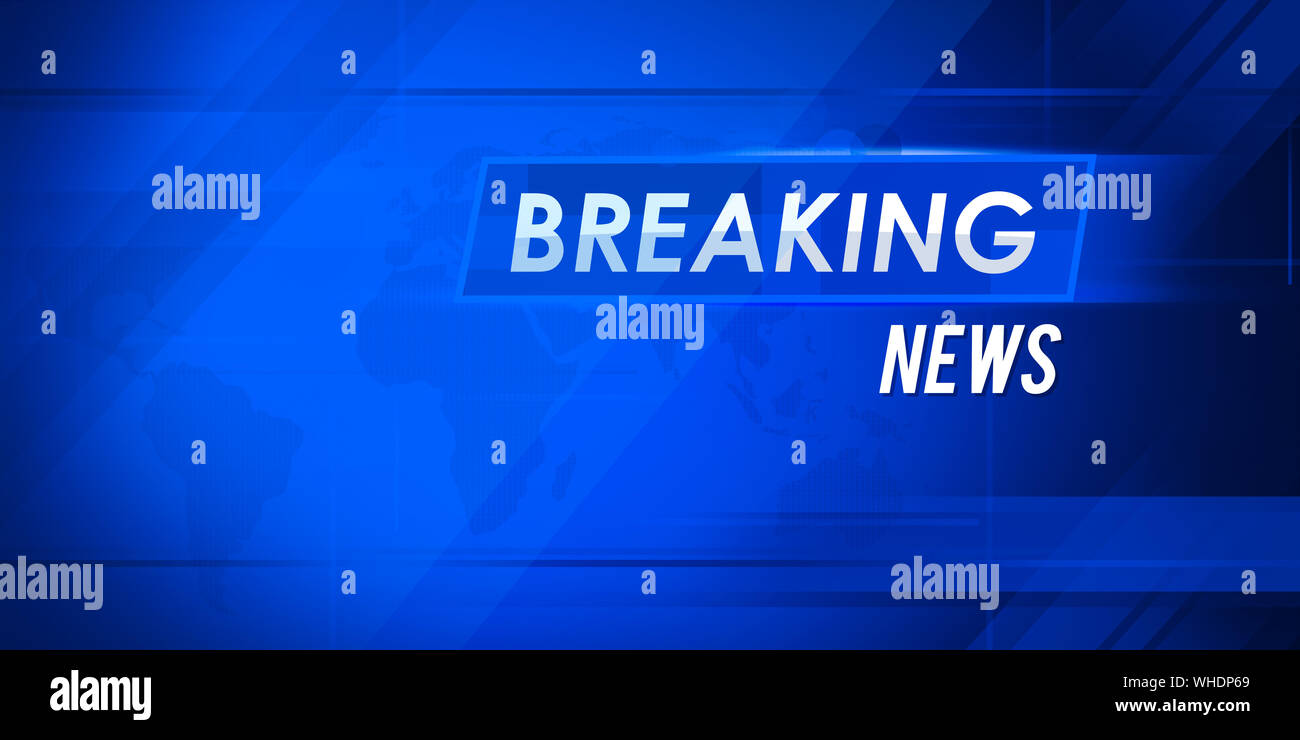 Nouveau fond bleu révolutionnaire avec concept futuriste dans le style d'actualités. Concept de toile de fond de Modern Breaking News Banque D'Images