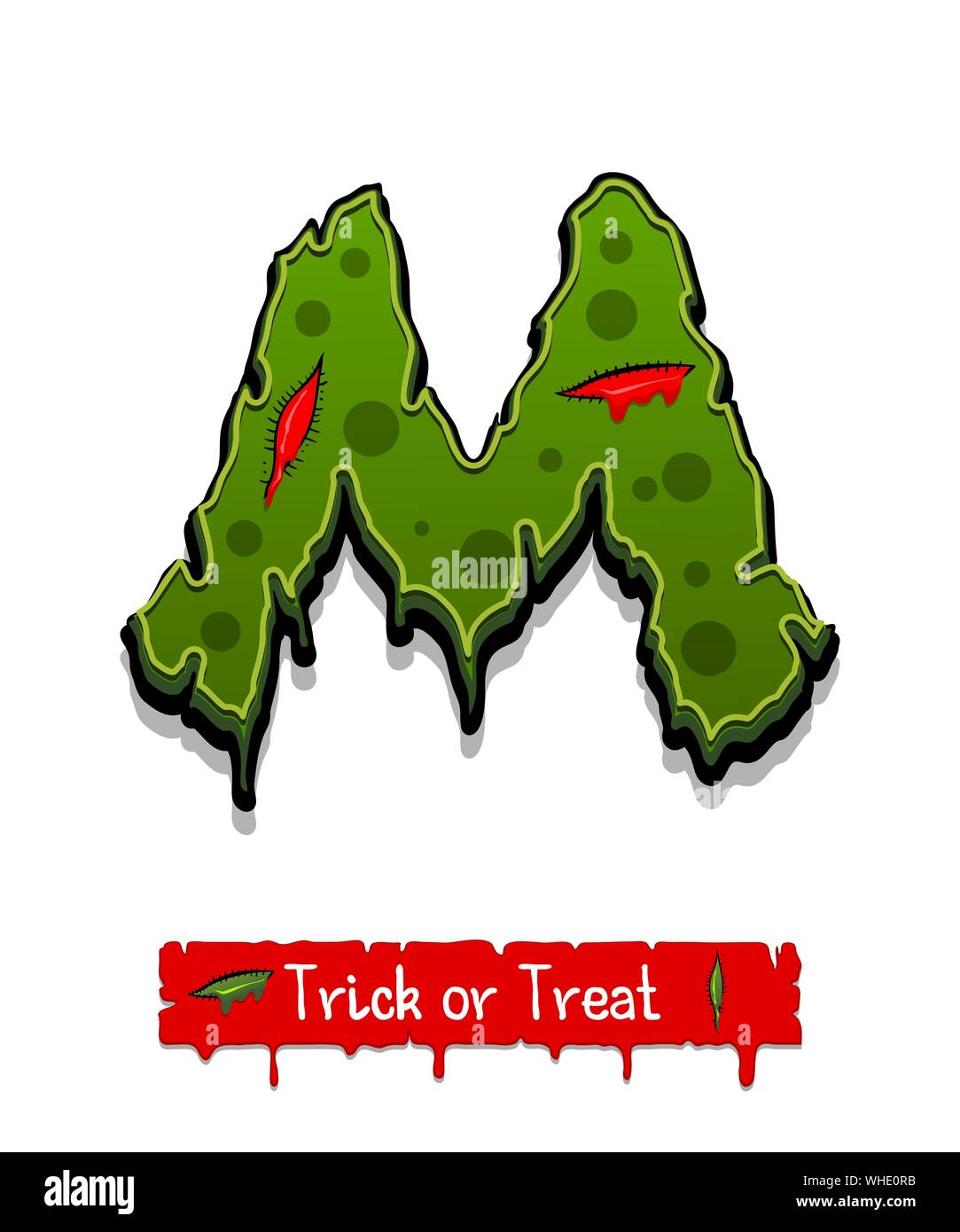 Couleur vert Halloween zombie horreur comique font Illustration de Vecteur