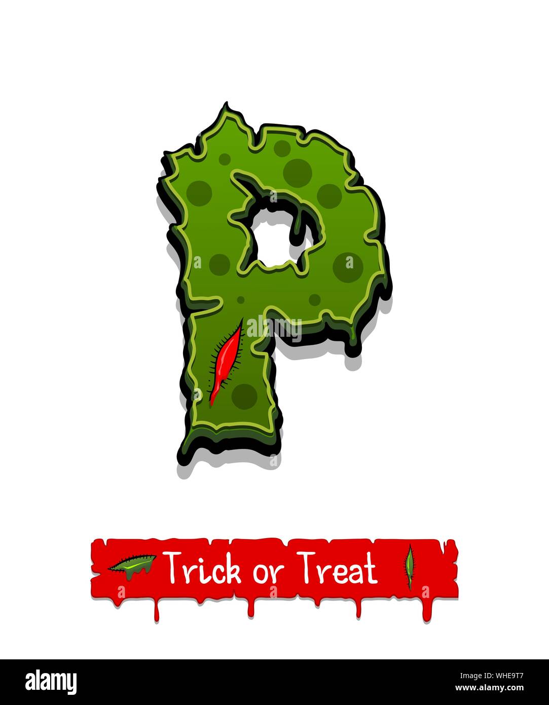 Couleur vert Halloween zombie horreur comique font Illustration de Vecteur