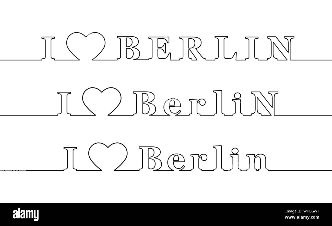 J'aime Berlin. Le nom de la capitale de l'Allemagne. Les lettres majuscules et minuscules Illustration de Vecteur
